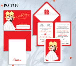 Thiệp Cưới PQ 1710 Màu Đỏ Truyền Thống